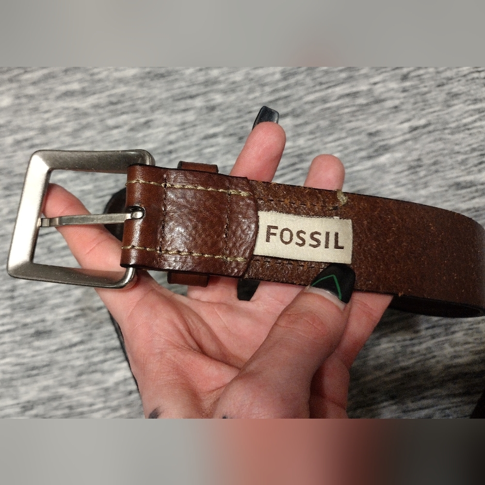 Fossil Brown Genuine Leather Belt Size 32